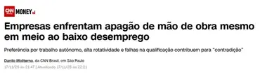 CNN Money - Apagão de mão de obra