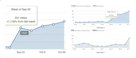 Gráficos de resultados no LinkedIn